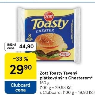 Sýr tavený plátky Toasty Zott