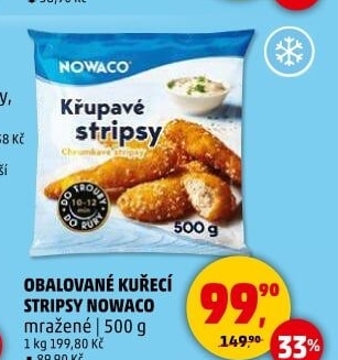 Kuřecí stripsy mražené Nowaco