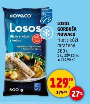 Losos Gorbuša filety mražený Nowaco