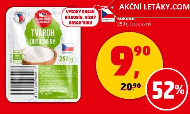 Tvaroh odtučněný Karlova Koruna