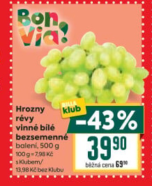 Hrozny bílé bezsemenné Billa Bonvia