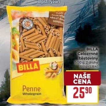Těstoviny celozrnné Billa