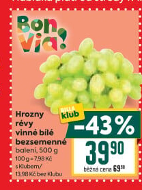 Hrozny bílé bezsemenné Billa Bonvia