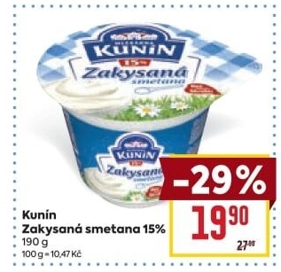 Zakysaná smetana Mlékárna Kunín 15%