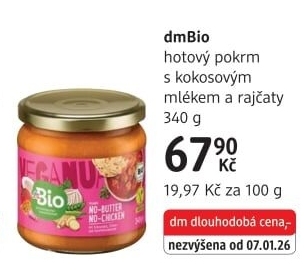 Hotové Jídlo s kokosovým mlékem a rajčaty dm Bio