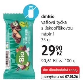 Tyčinka vaflová bez laktózy dm Bio