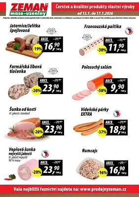 akční leták ZEMAN maso - uzeniny 12.1.2026-17.1.2026