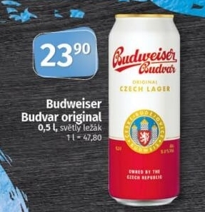 Pivo světlý ležák Original Budweiser Budvar