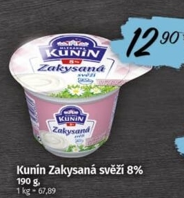 Zakysaná smetana svěží Mlékárna Kunín 8%