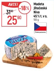 Sýr Niva Jihočeská 45% Madeta
