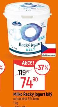 Bílý jogurt řecký 0% Milko