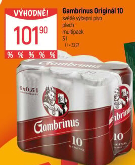 Pivo světlé výčepní Originál 10° Gambrinus