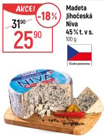 Sýr Niva Jihočeská 45% Madeta