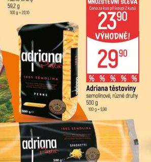 Těstoviny semolinové Adriana