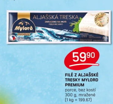 Aljašská treska filé bez kosti mražené Premium Mylord