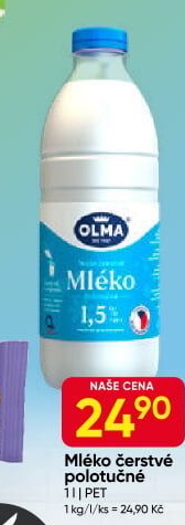 Mléko čerstvé Olma - 1,5% polotučné