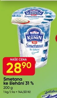 Smetana ke šlehání Mlékárna Kunín 31%