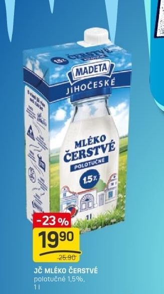 Mléko čerstvé lahodné Jihočeské Madeta - 1,5% polotučné