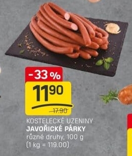 Párky javořické Kostelecké uzeniny