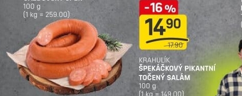 Salám špekáčkový pikantní točený Krahulík