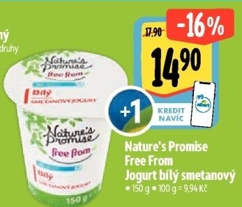 Bílý jogurt smetanový bez laktózy Free From Nature'