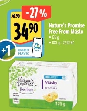 Máslo bez laktózy Free From Nature'
