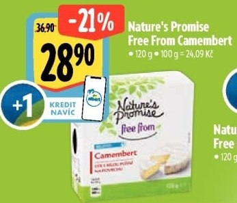 Sýr Camembert bez laktózy Free From Nature'