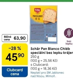 Chléb bez lepku Pan Blanco Schär