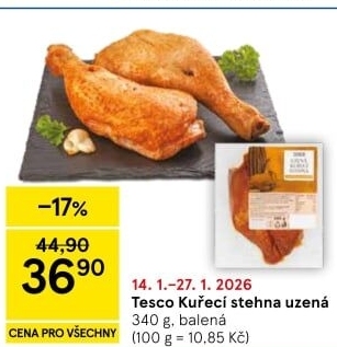 Kuřecí stehna uzená Tesco