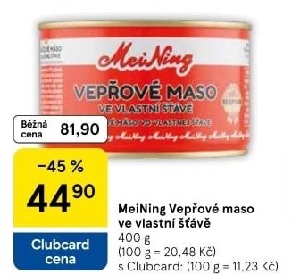Maso vepřové ve vlastní šťávě Meining