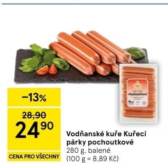 Párky kuřecí pochoutkové Vodňanské kuře