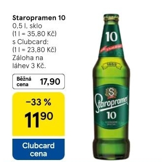 Pivo světlé výčepní 10° Staropramen