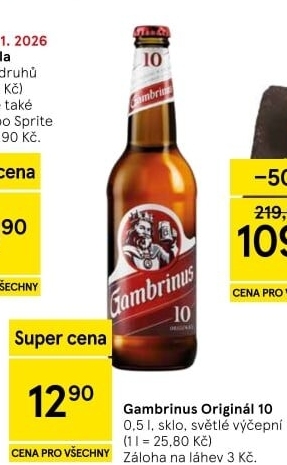 Pivo světlé výčepní Originál 10° Gambrinus