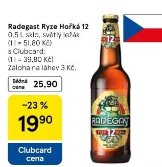 Pivo světlý ležák 12° Ryze hořká Radegast