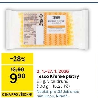 Plátky křehké Tesco