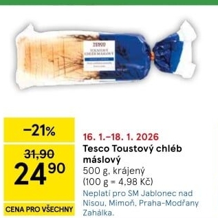 Toustový chléb Tesco
