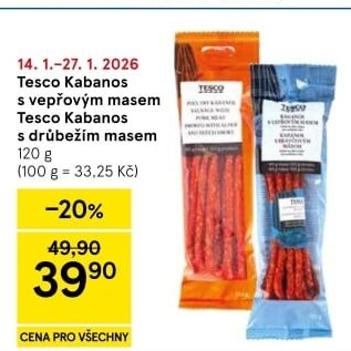 Kabanos s vepřovým masem Tesco