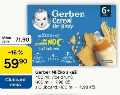 Mlíčko s kaší Gerber Natural for Baby
