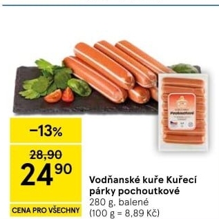Párky kuřecí pochoutkové Vodňanské kuře