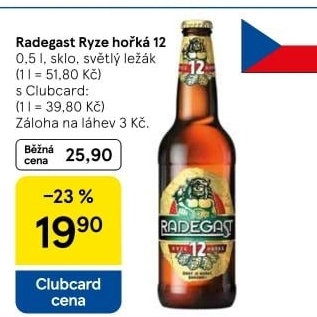 Pivo světlý ležák 12° Ryze hořká Radegast