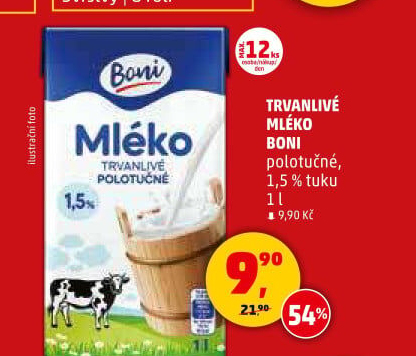 Mléko trvanlivé Boni - 1,5% polotučné