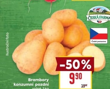 Brambory konzumní pozdní Česká farma