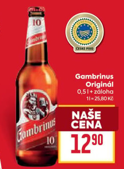 Pivo světlé výčepní Originál 10° Gambrinus