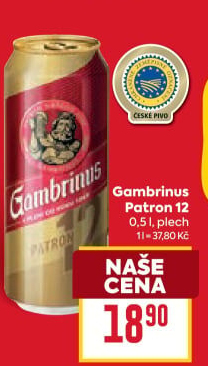Pivo světlý ležák 12° Patron Gambrinus