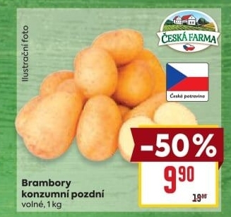 Brambory konzumní pozdní Česká farma