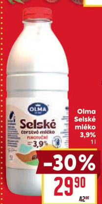 Mléko čerstvé selské Olma - 3,9% plnotučné