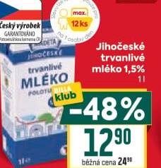 Mléko trvanlivé Jihočeské Madeta - 1,5% polotučné