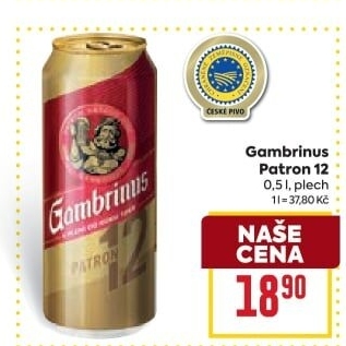 Pivo světlý ležák 12° Patron Gambrinus