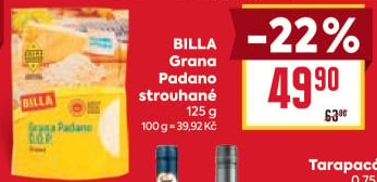 Sýr Grana Padano strouhaný Billa