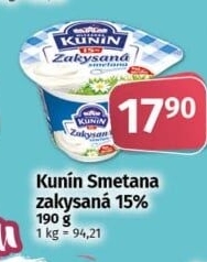 Zakysaná smetana Mlékárna Kunín 15%